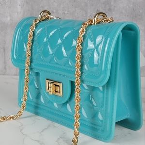 Deluxity of LA Small Quilted Jelly Crossbody Women's handbag - turquoise